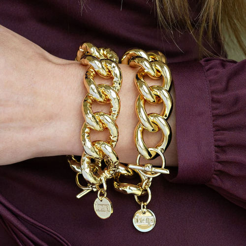 Bracciale catena grumetta maxi in bronzo dorato Bracciale catena grumetta maxi in bronzo dorato