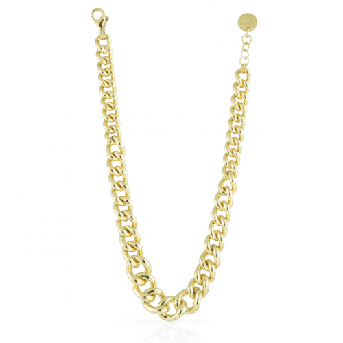 Collana in bronzo dorato con catena grumetta a scalare
