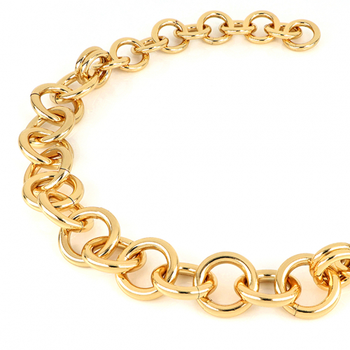 Collana catena tonda in bronzo dorato lucido Collana catena tonda in bronzo dorato lucido