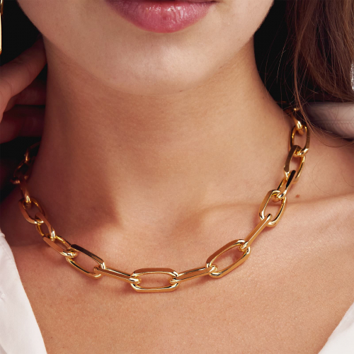 Collana in bronzo dorato catena forzatina