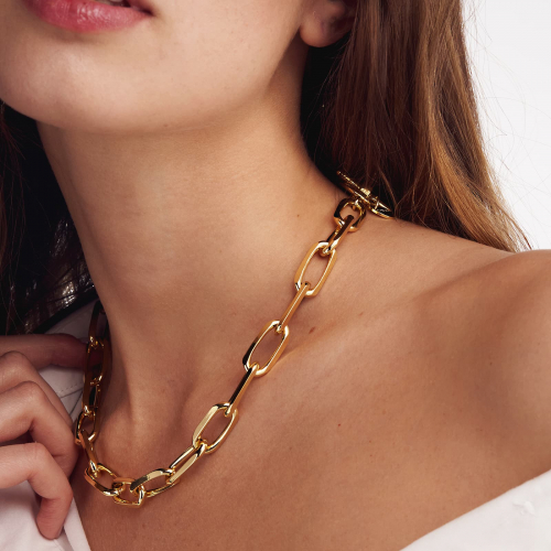 Collana in bronzo dorato catena forzatina Collana in bronzo dorato catena forzatina