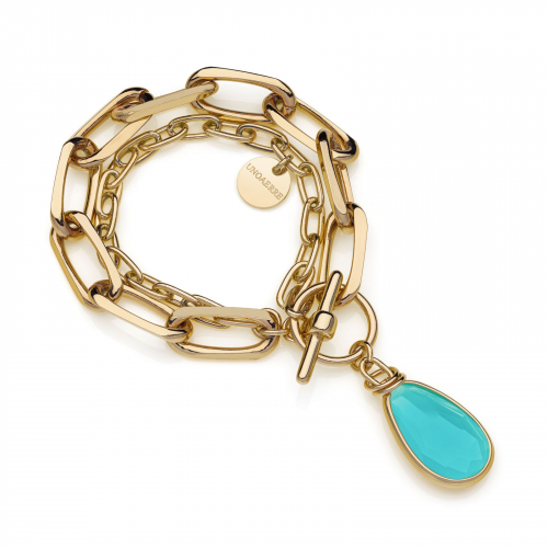 Bracciale di catena con cristallo turchese Bracciale di catena con cristallo turchese