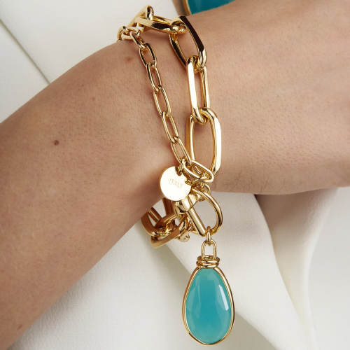 Bracciale di catena con cristallo turchese Bracciale di catena con cristallo turchese