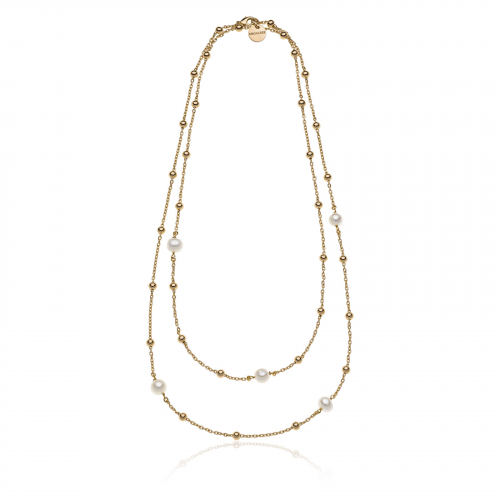 Collana in bronzo dorato e perle naturali