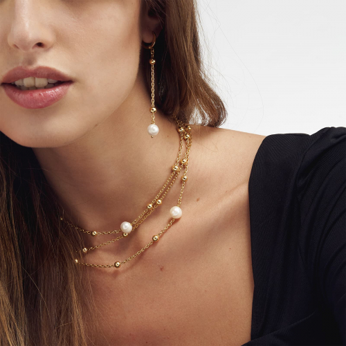 Orecchini in bronzo dorato con perle naturali Orecchini in bronzo dorato con perle naturali