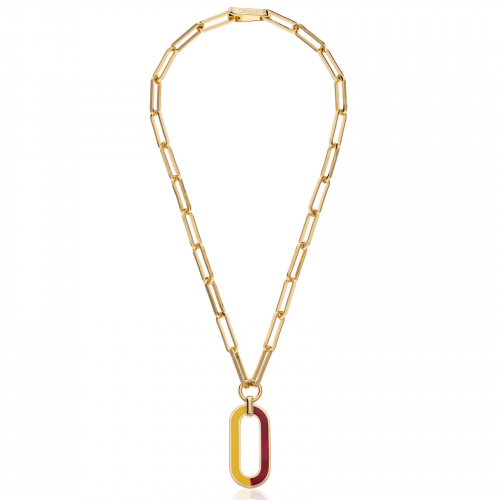 Collana con pendente smaltato rosso e giallo