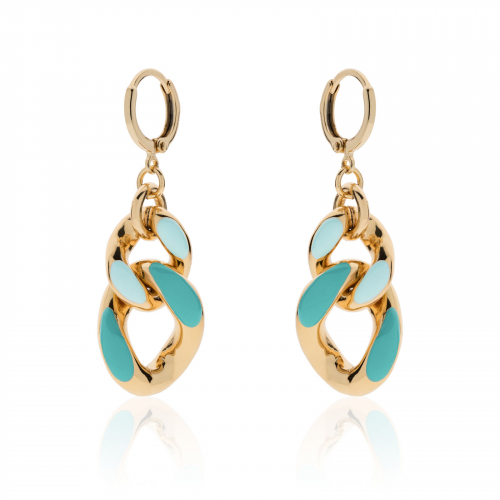 Orecchini in bronzo dorato con smalto azzurro