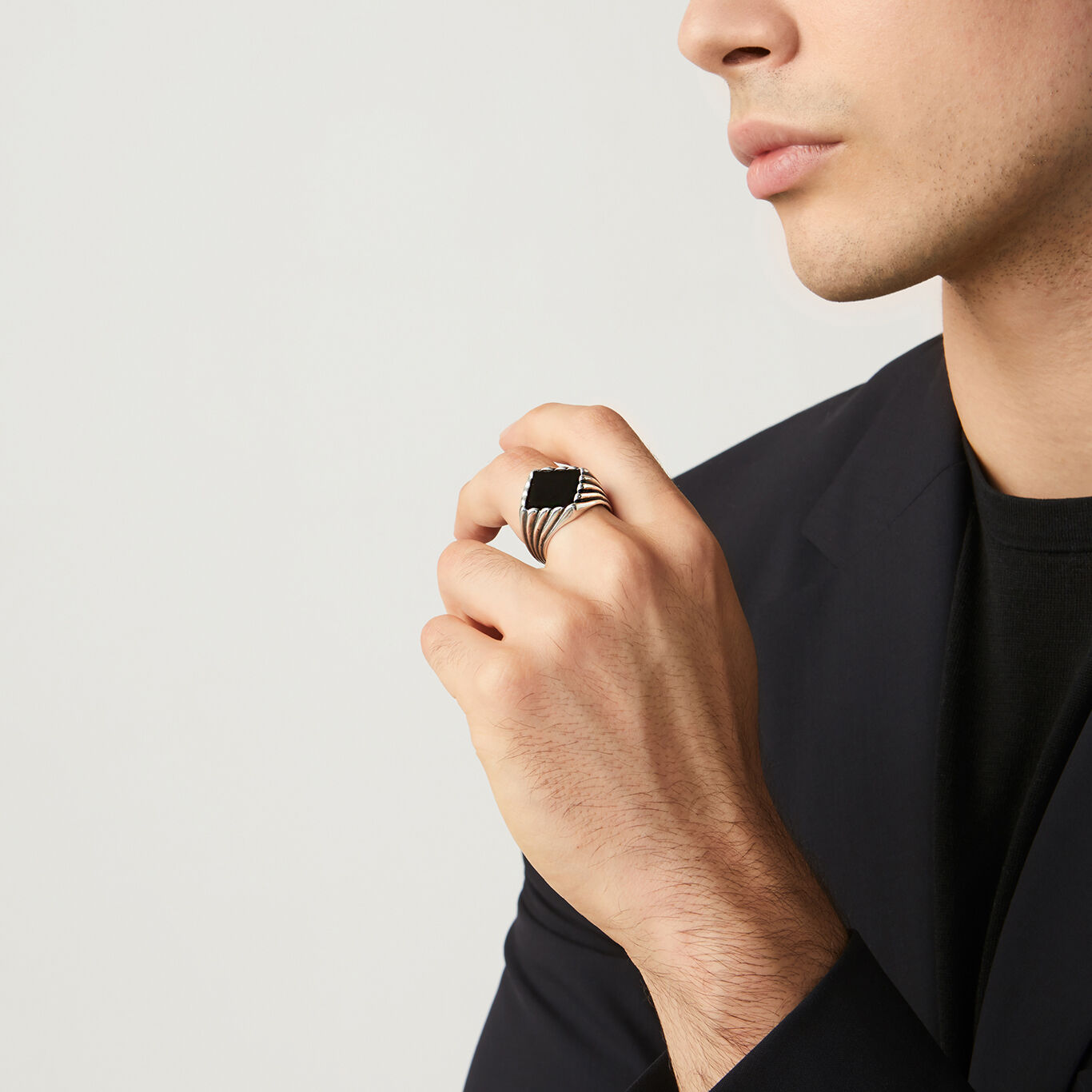Anello Rigato Onice