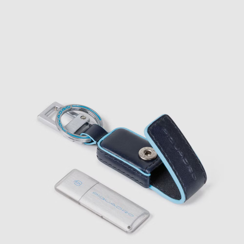 Portachiavi in pelle con chiavetta USB da 64 GB Blue Square