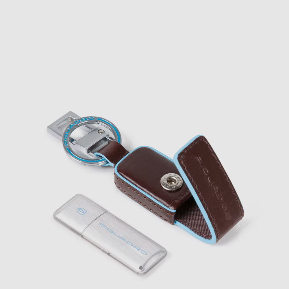 Portachiavi in pelle con chiavetta USB da 64 GB Blue Square