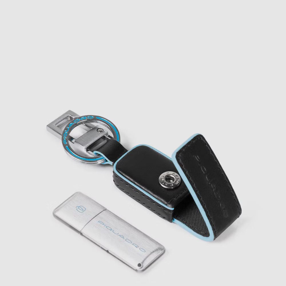 Portachiavi in pelle con chiavetta USB da 64 GB Blue Square Portachiavi in pelle con chiavetta USB da 64 GB Blue Square