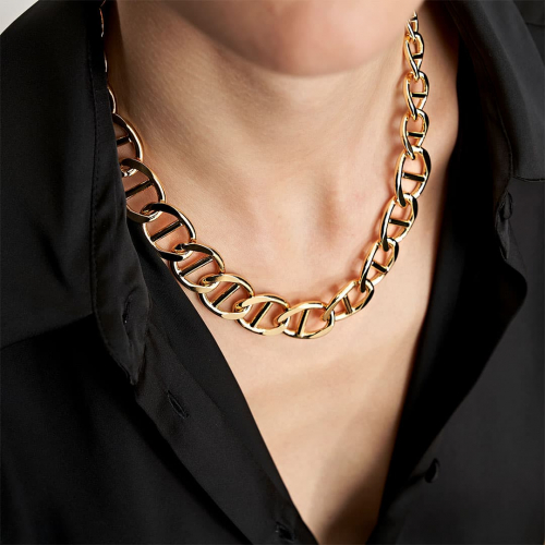 Collana Traversino in bronzo dorato