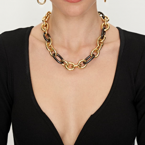 Collana in bronzo giallo nero